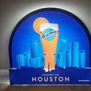 Reserved Blue Moon Cheers to Houston Sign